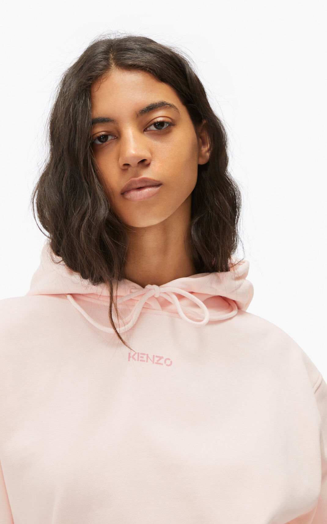 Kenzo Micro Logo φουτερ με κουκουλα γυναικεια ροζ | GR358571